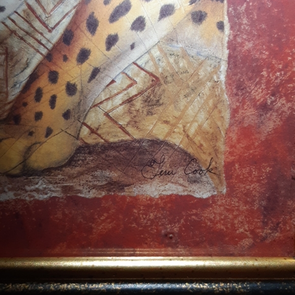Leopard frame signed by "Jena Cook"(?) - Picture 3 of 6